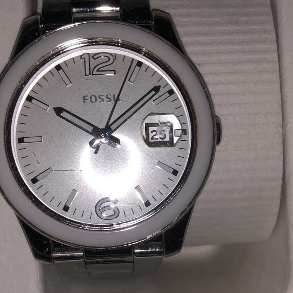 Silver Fossil Watch